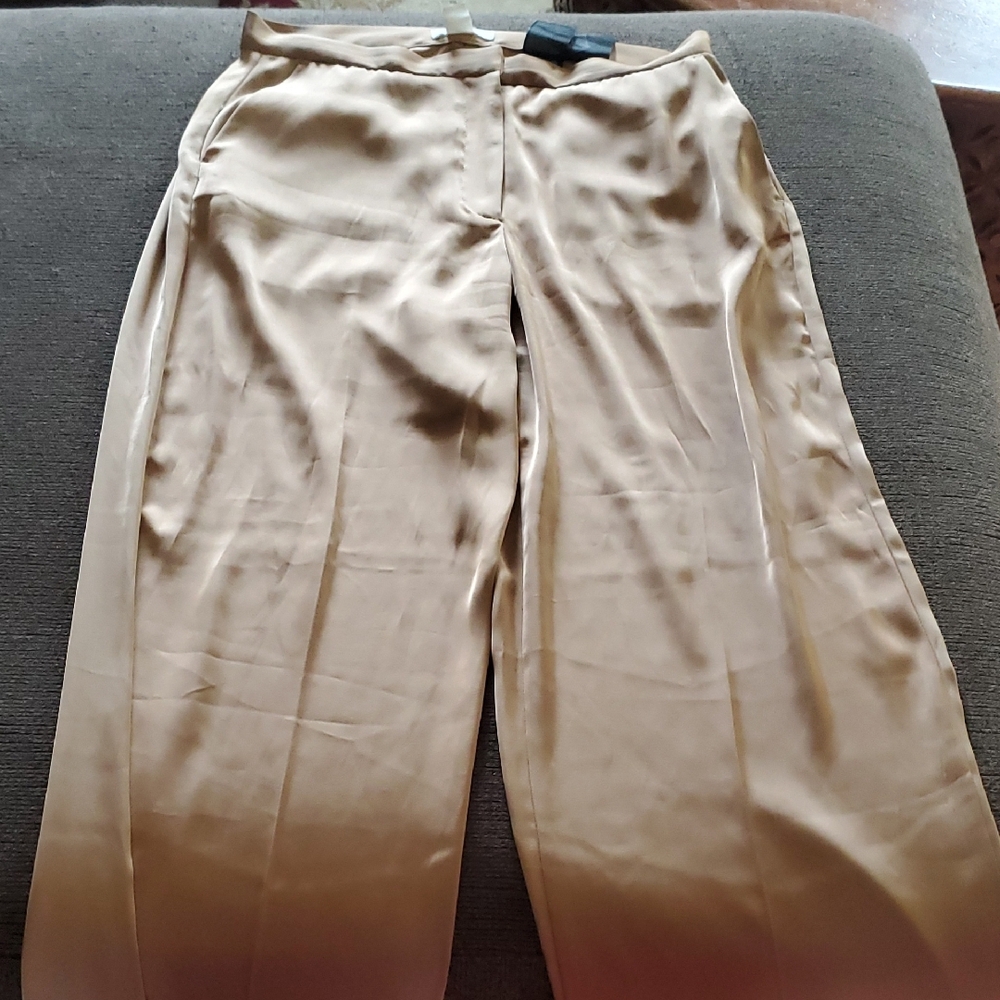 H&M Wide Leg Satin Pants - Beige